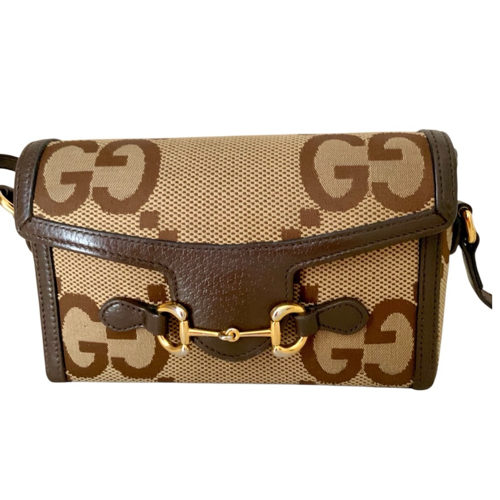 Gucci jumbo  GG monogram Canvas and Leather Crossbody Bag